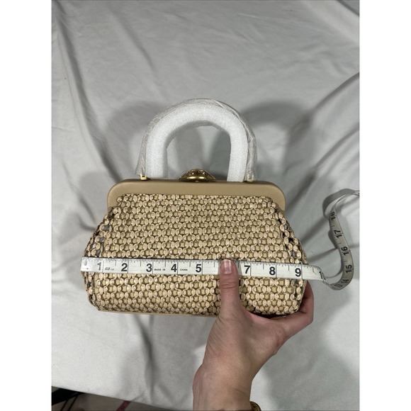NWT $498 Cult Gaia ZUMA Small Crossbody Bag In Sand And Gold - Picture 4 of 13